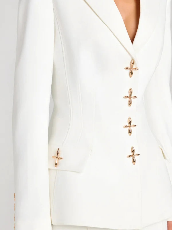 Sofia | Blazer blanc à bouton unique