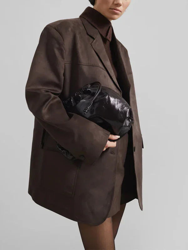 Sofia | Blazer oversize en daim marron