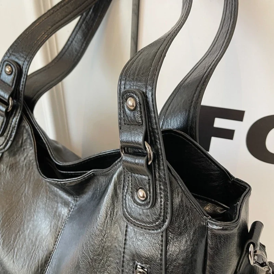 Uma — Sac porté épaule à double zip, grande contenance