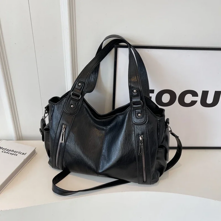 Uma — Sac porté épaule à double zip, grande contenance