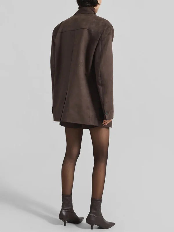 Sofia | Blazer oversize en daim marron