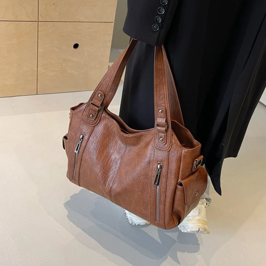 Uma — Sac porté épaule à double zip, grande contenance