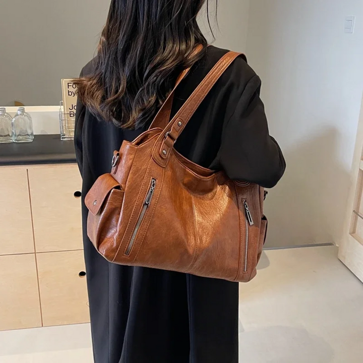 Uma — Sac porté épaule à double zip, grande contenance