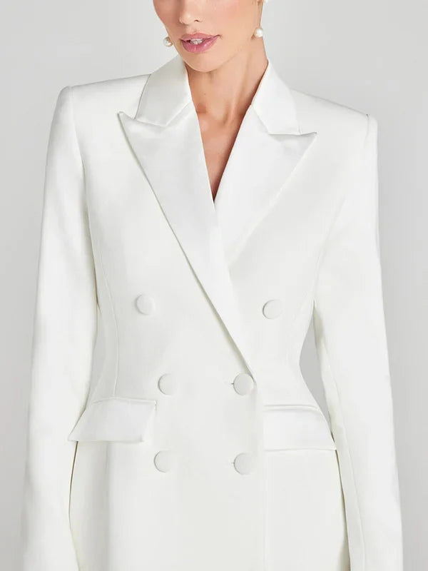 Sofia | Blazer croisé en satin blanc
