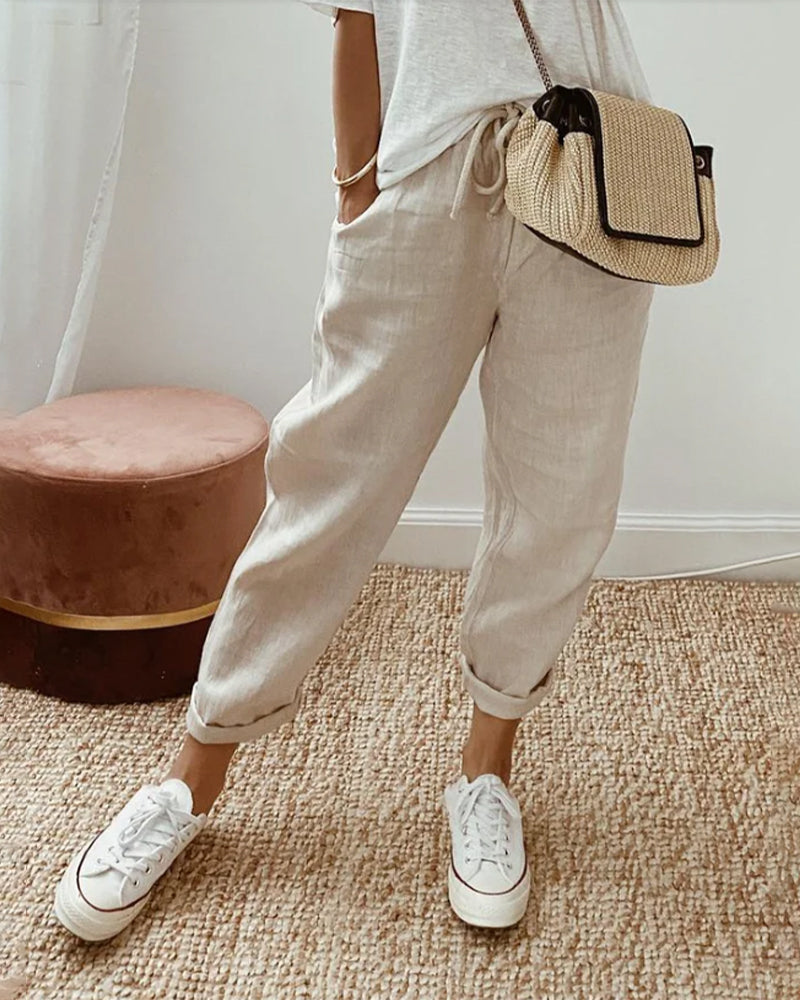 Pantalon Élégant en Tissu Fluide et Confortable