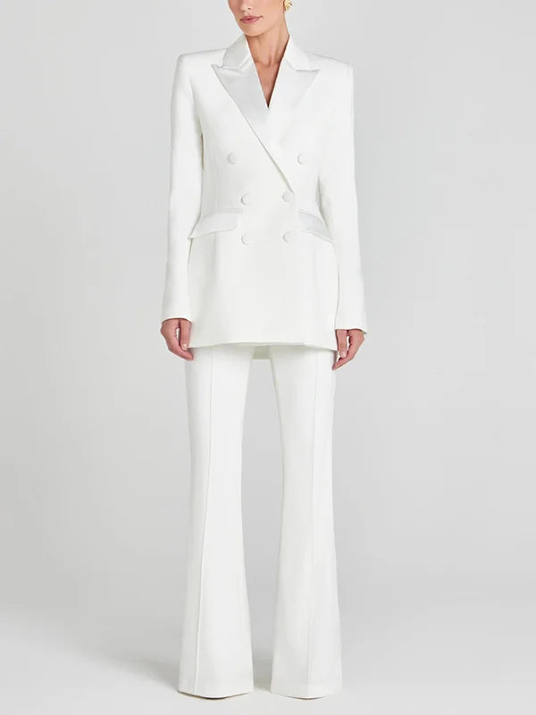 Sofia | Blazer croisé en satin blanc