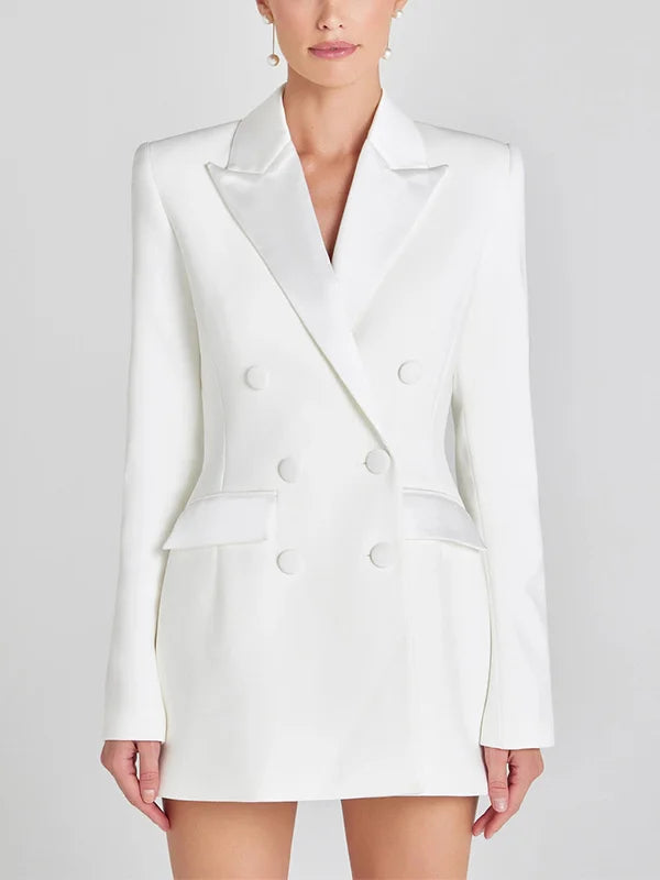 Sofia | Blazer croisé en satin blanc