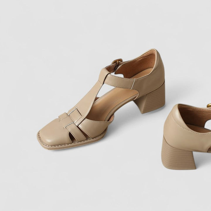 Scarlett – Sandales à talons blocs T-Strap confort orthopédique