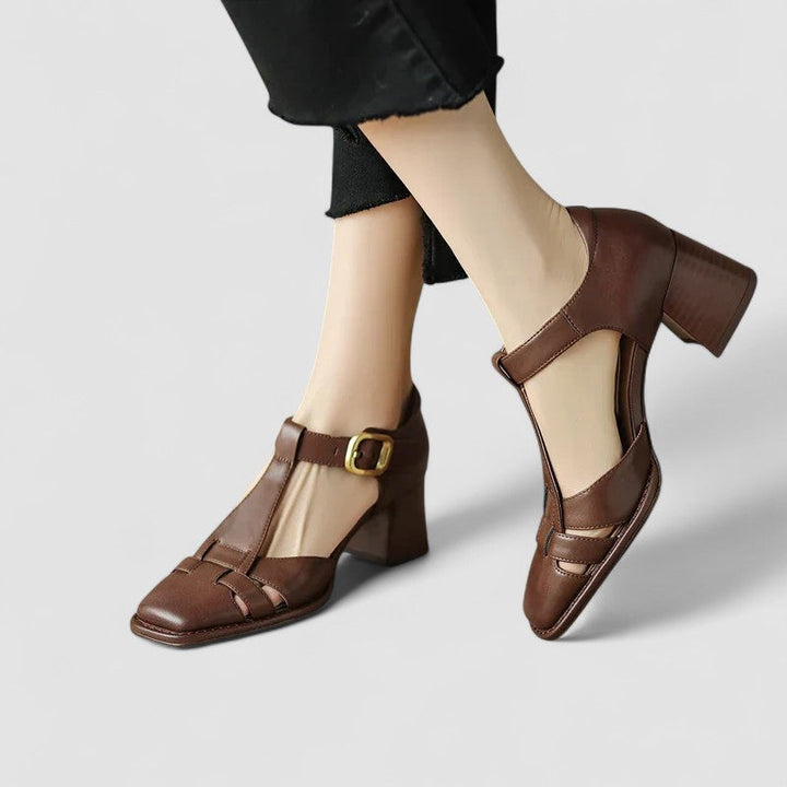 Scarlett – Sandales à talons blocs T-Strap confort orthopédique