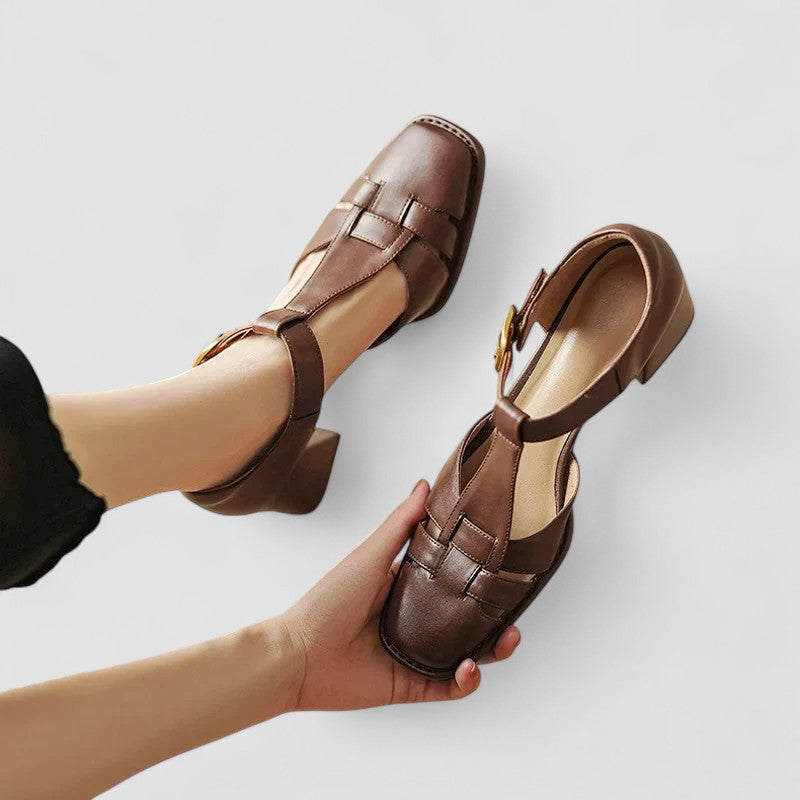 Scarlett – Sandales à talons blocs T-Strap confort orthopédique