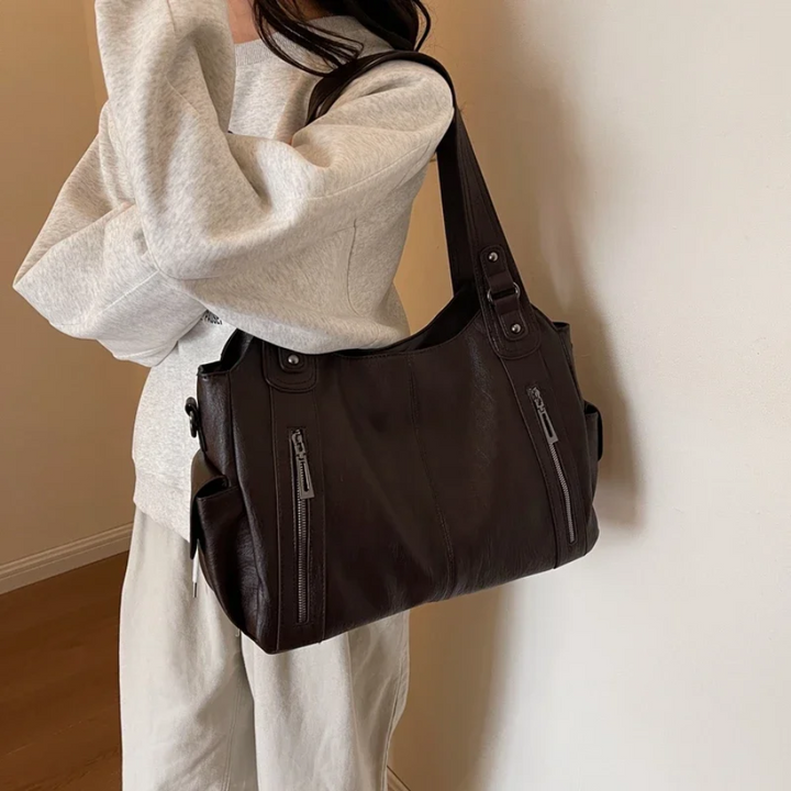 Uma — Sac porté épaule à double zip, grande contenance