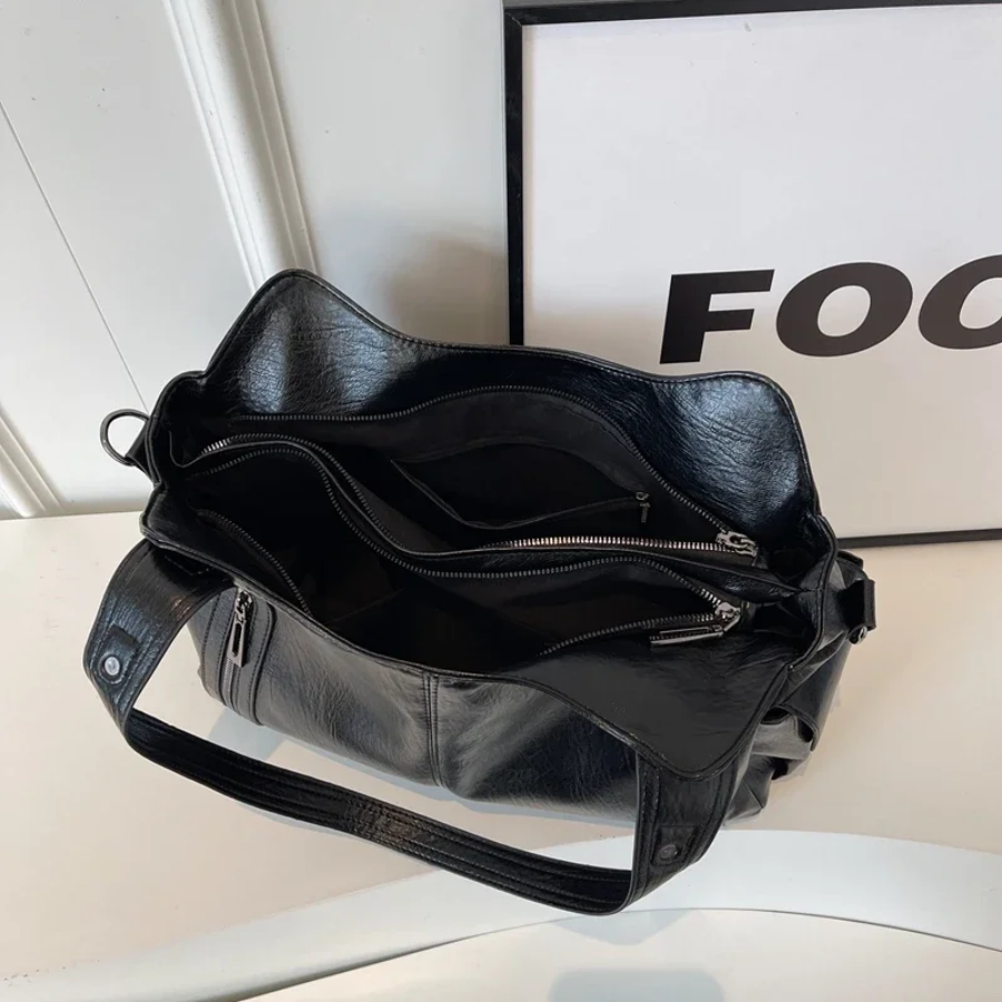 Uma — Sac porté épaule à double zip, grande contenance