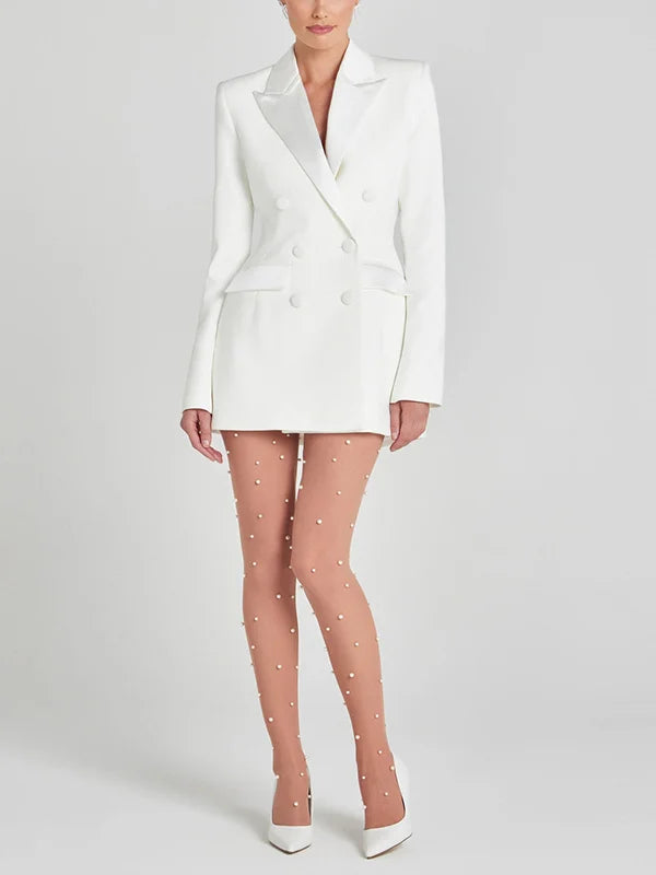 Sofia | Blazer croisé en satin blanc