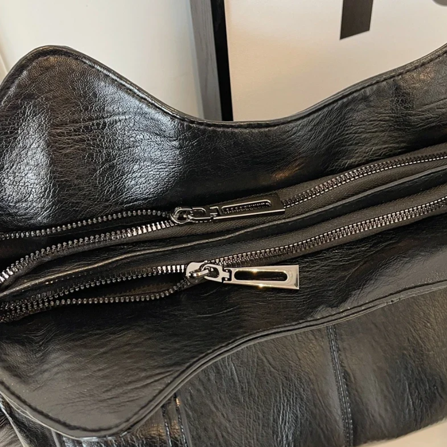 Uma — Sac porté épaule à double zip, grande contenance