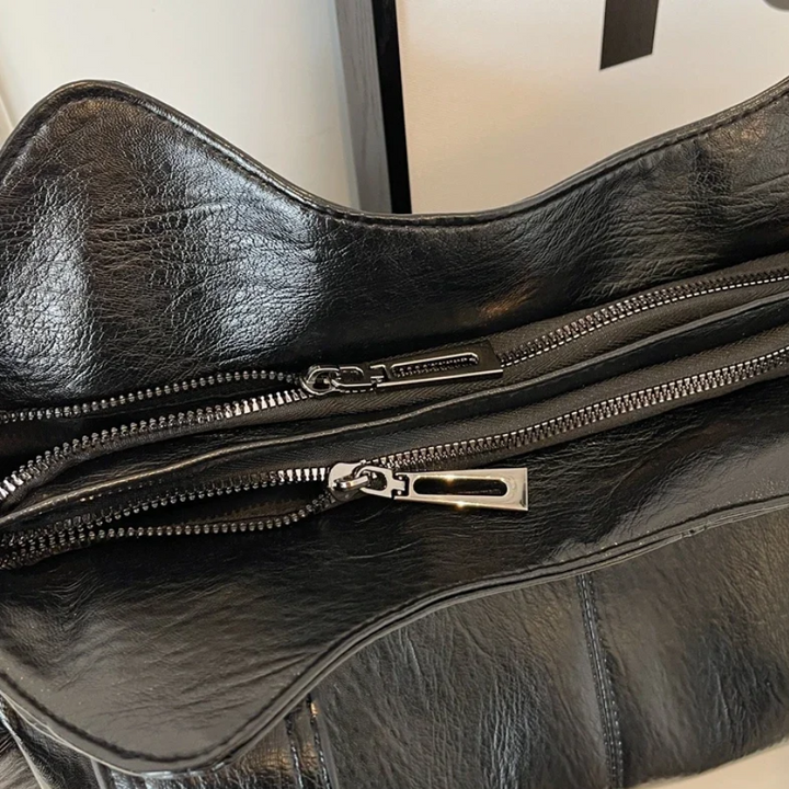 Uma — Sac porté épaule à double zip, grande contenance