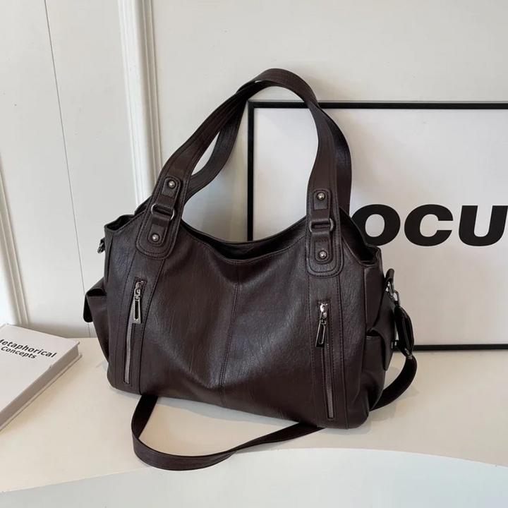 Uma — Sac porté épaule à double zip, grande contenance