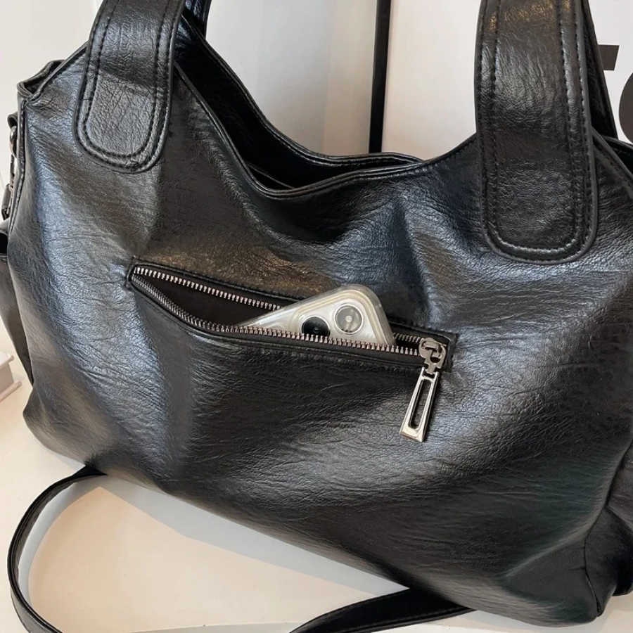 Uma — Sac porté épaule à double zip, grande contenance