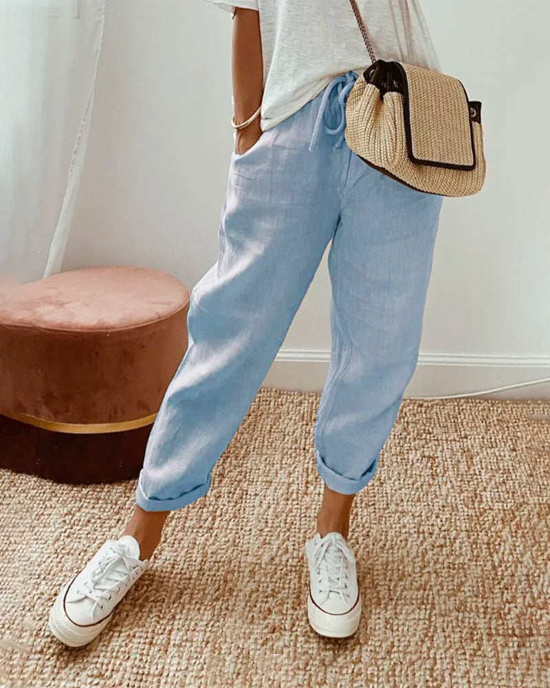 Pantalon Élégant en Tissu Fluide et Confortable