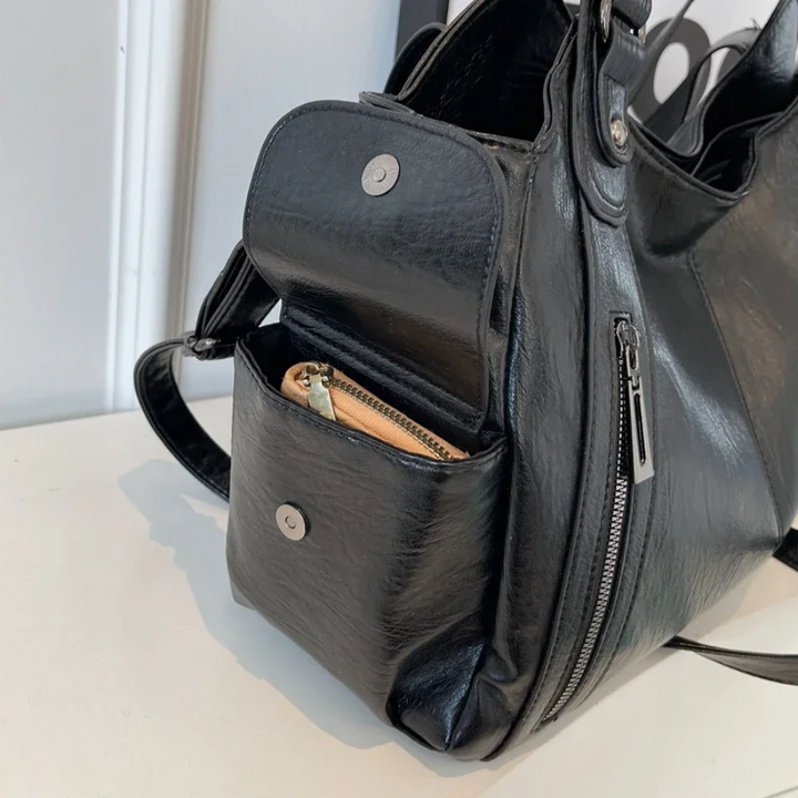 Uma — Sac porté épaule à double zip, grande contenance