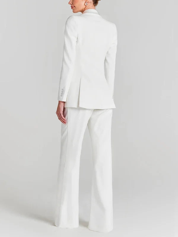 Sofia | Blazer blanc à bouton unique, col plissé