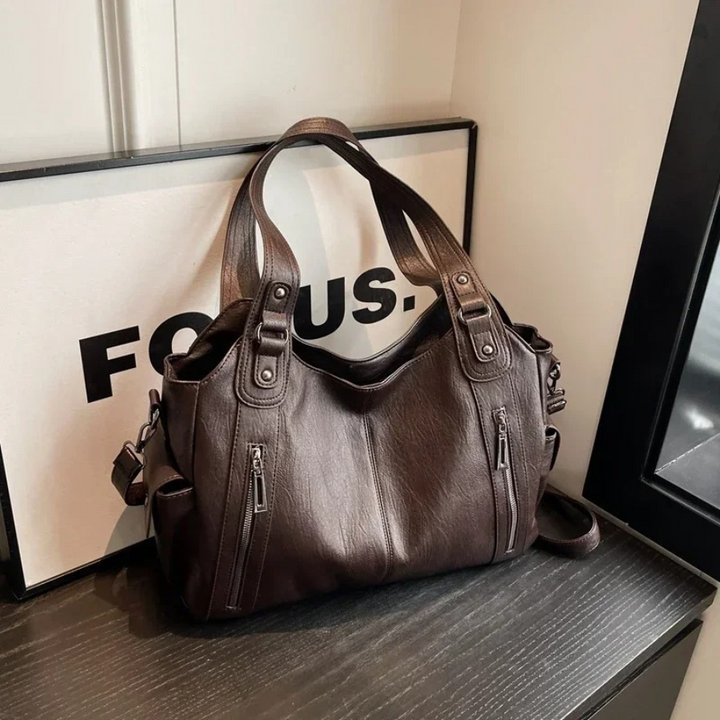 Uma — Sac porté épaule à double zip, grande contenance