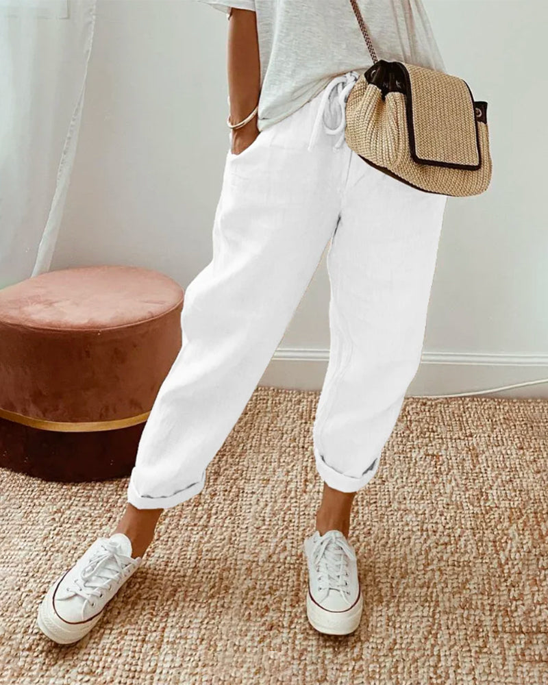 Pantalon Élégant en Tissu Fluide et Confortable