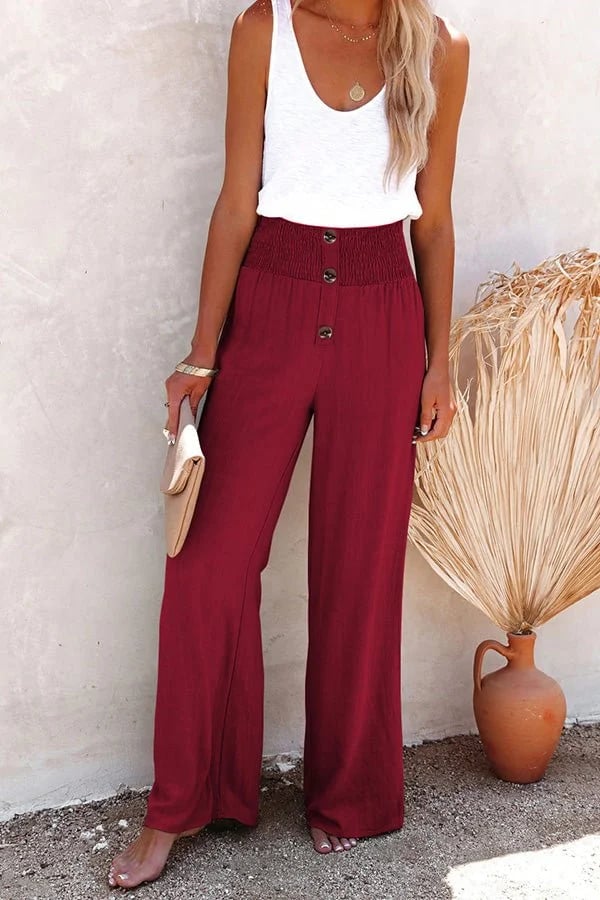 Riana - Pantalon Détendu Taille Haute Élégance