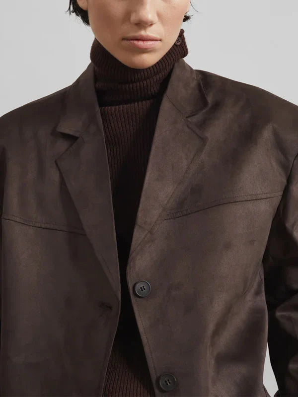 Sofia | Blazer oversize en daim marron