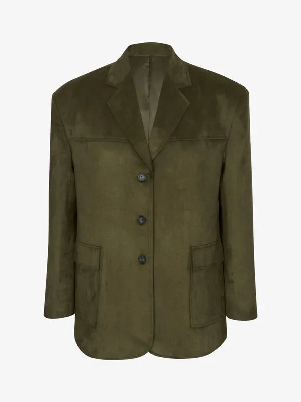 Sofia | Blazer oversize en daim vert kaki