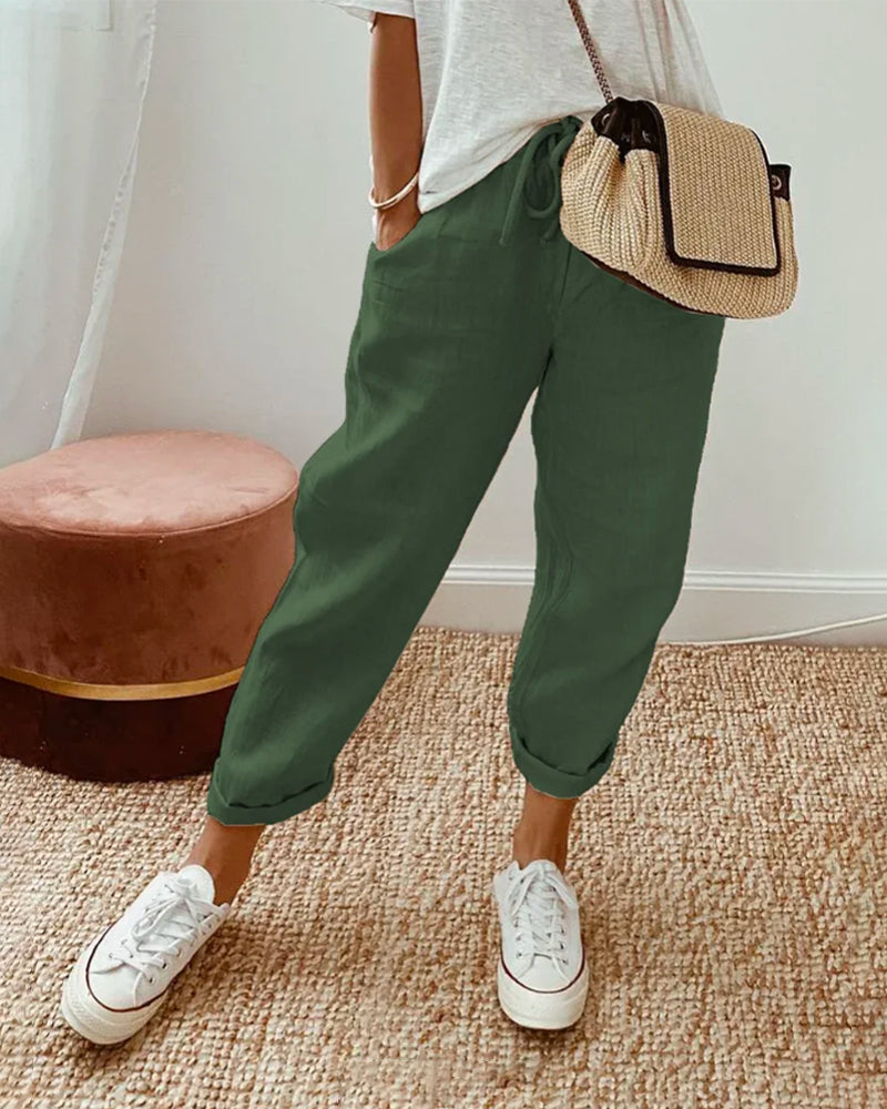 Pantalon Élégant en Tissu Fluide et Confortable
