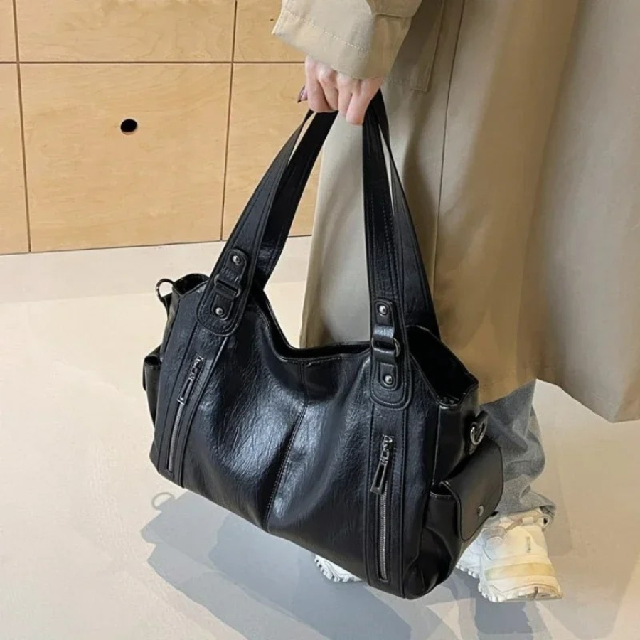 Uma — Sac porté épaule à double zip, grande contenance
