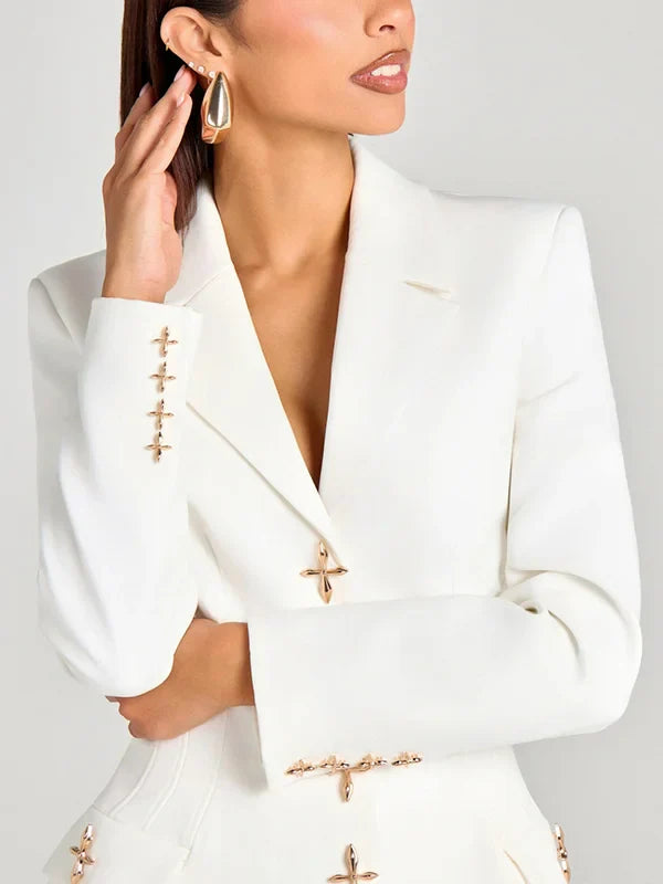 Sofia | Blazer blanc à bouton unique