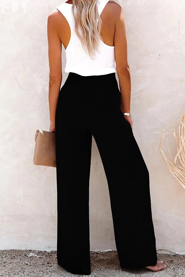 Riana - Pantalon Détendu Taille Haute Élégance