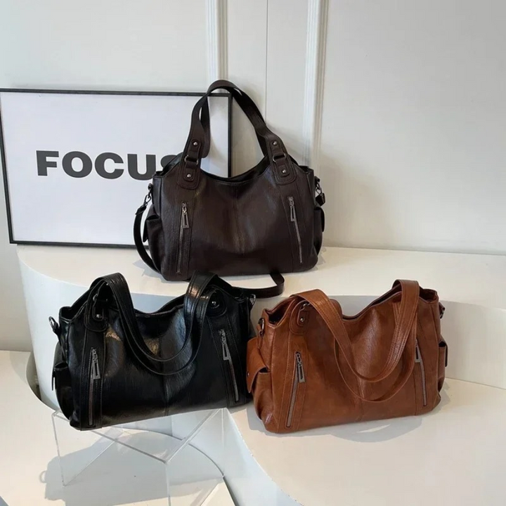Uma — Sac porté épaule à double zip, grande contenance