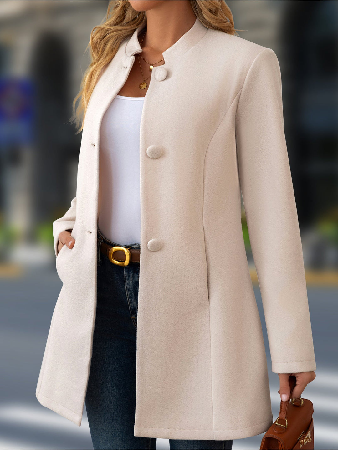 Elena | Manteau chic à col montant