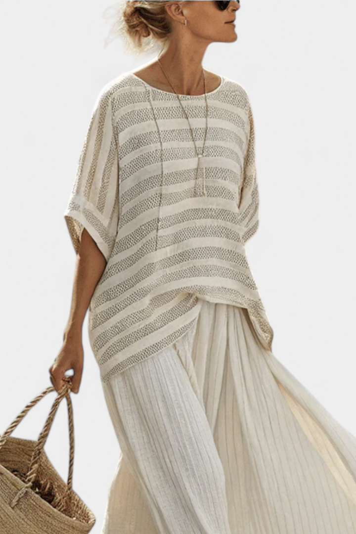 Westlyn | Haut rayé en bambou ultra-doux &amp; pantalon fluide en lin