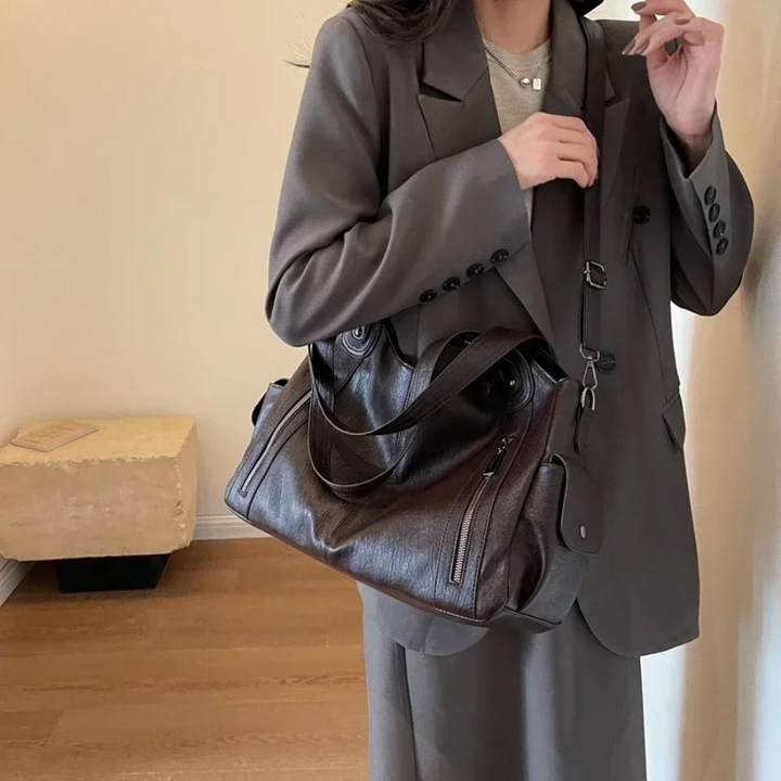 Uma — Sac porté épaule à double zip, grande contenance