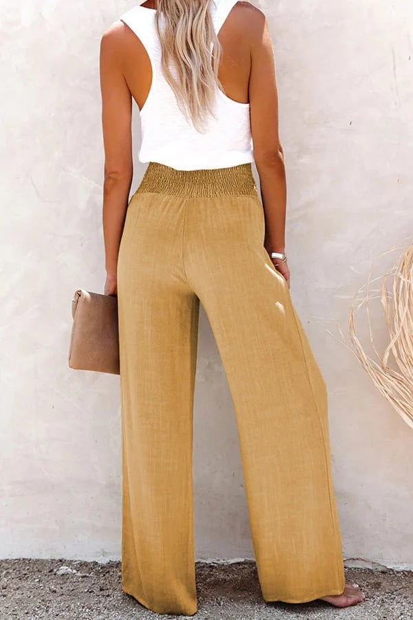 Riana - Pantalon Détendu Taille Haute Élégance