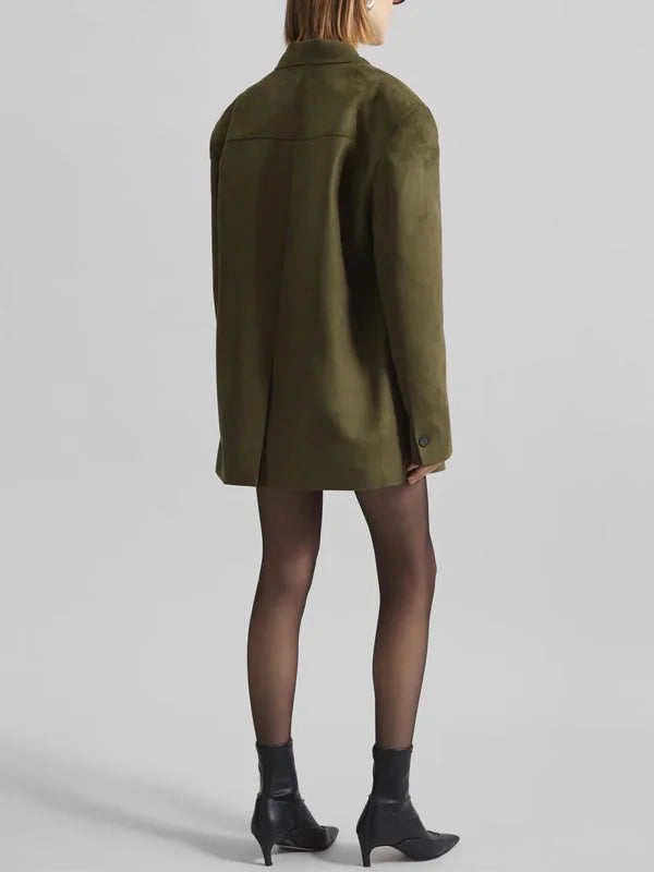 Sofia | Blazer oversize en daim vert kaki