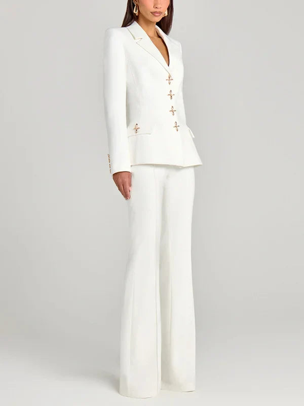 Sofia | Blazer blanc à bouton unique