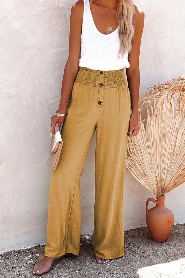Riana - Pantalon Détendu Taille Haute Élégance