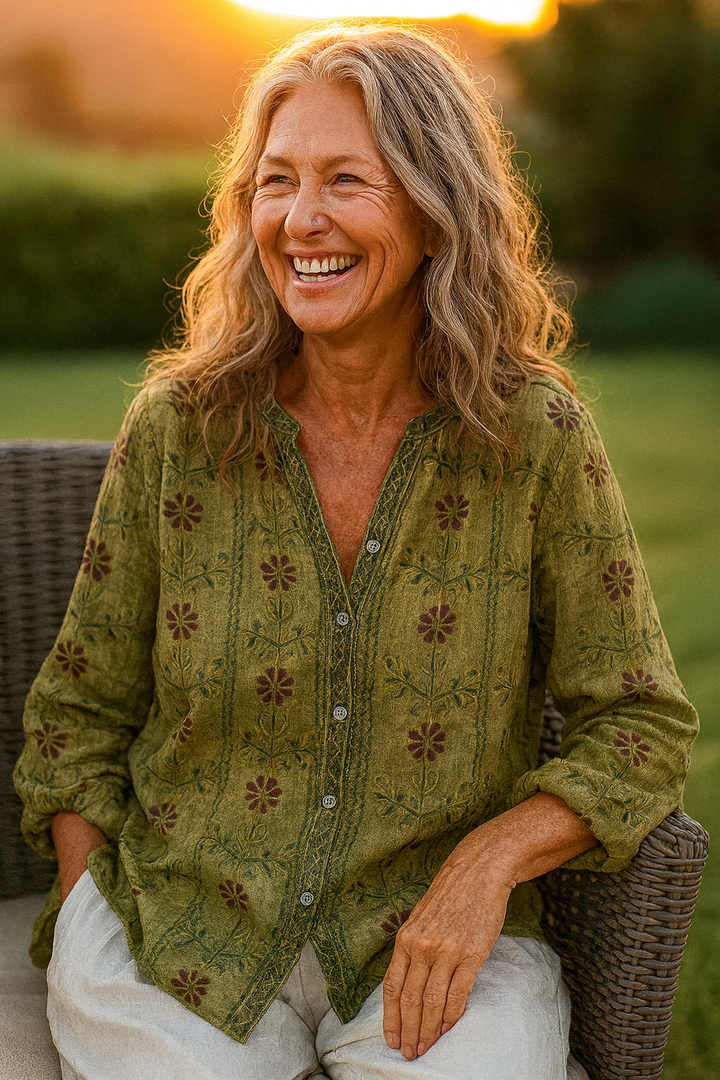 Fern | Blouse V-Neck Détendue – Élégance Intemporelle, Confort Sans Effort