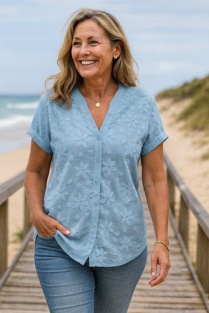 Top en Lin-Coton Naturel Rena
