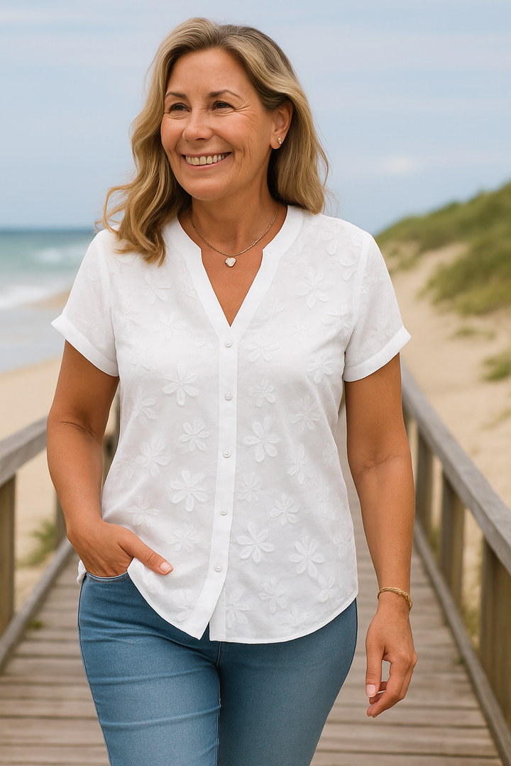 Top en Lin-Coton Naturel Rena