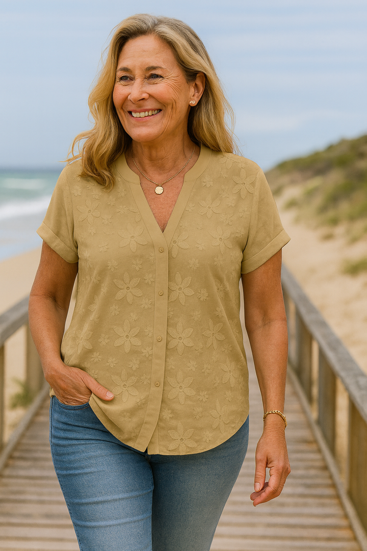 Top en Lin-Coton Naturel Rena