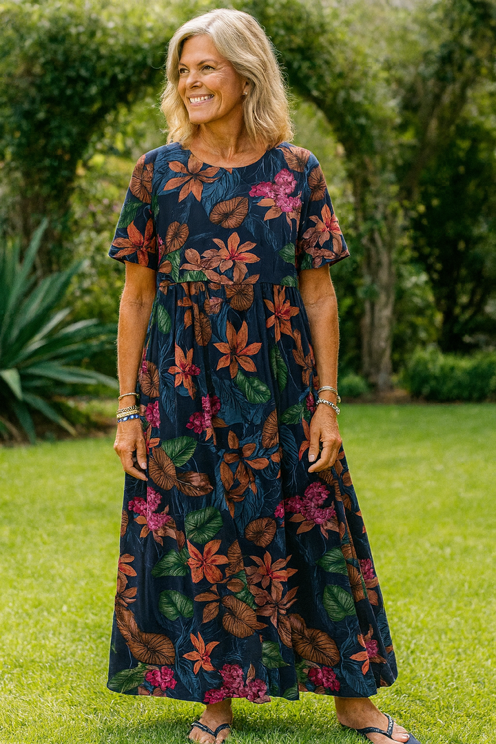 Masie | Robe Maxi Fleurie Évasée – L&