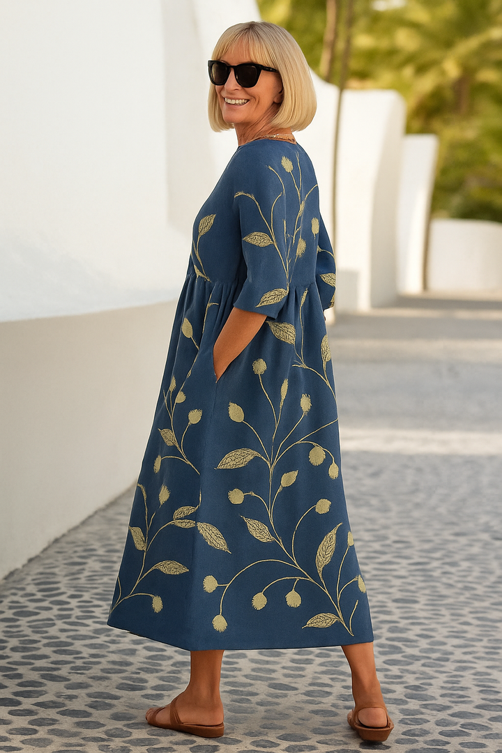 Eliza | Robe Midi Décontractée - Élégance Sans Effort, Confort Quotidien
