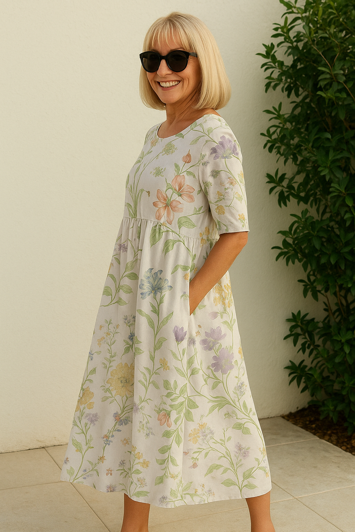 Eliza | Robe Midi Décontractée - Élégance Sans Effort, Confort Quotidien