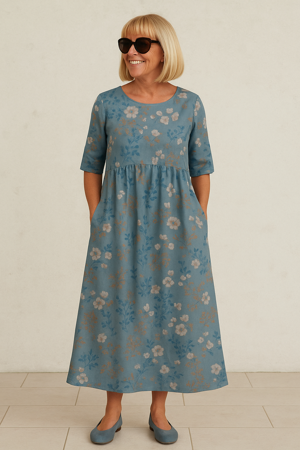 Eliza | Robe Midi Décontractée - Élégance Sans Effort, Confort Quotidien