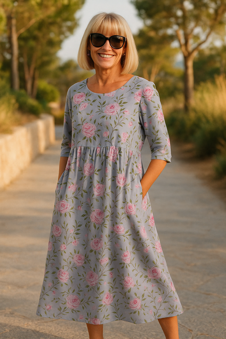 Eliza | Robe Midi Décontractée - Élégance Sans Effort, Confort Quotidien